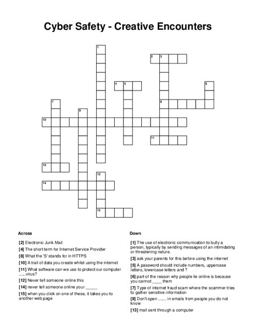 Cyber Safety - Creative Encounters Crossword Puzzle
