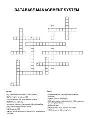 DATABASE MANAGEMENT SYSTEM Crossword Puzzle
