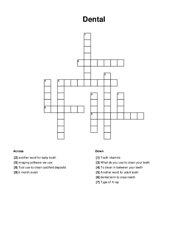 Dental Crossword Puzzle