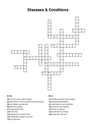 Diseases & Conditions Crossword Puzzle