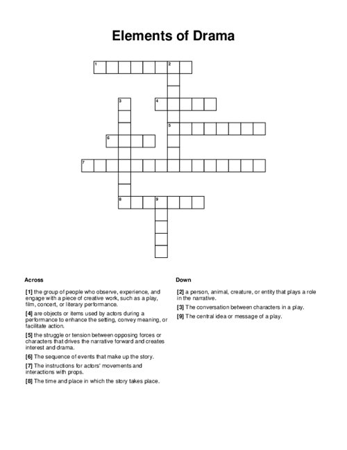 Elements of Drama Crossword Puzzle