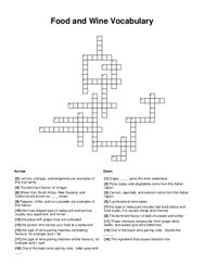 Food and Wine Vocabulary Crossword Puzzle
