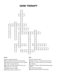 GENE THERAPY Crossword Puzzle