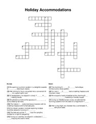 Holiday Accommodations Crossword Puzzle