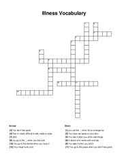Illness Vocabulary Crossword Puzzle