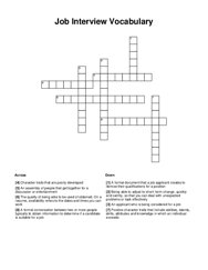 Job Interview Vocabulary Crossword Puzzle