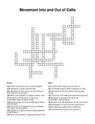 Movement Into and Out of Cells Crossword Puzzle