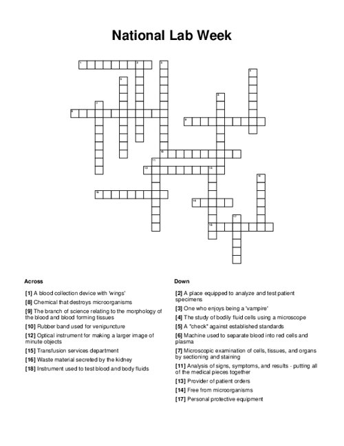 National Lab Week Crossword Puzzle