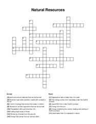 Natural Resources Crossword Puzzle