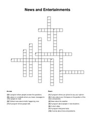 News and Entertainments Crossword Puzzle
