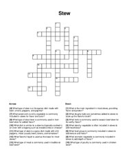 Stew Crossword Puzzle
