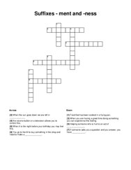 Suffixes - ment and -ness Crossword Puzzle