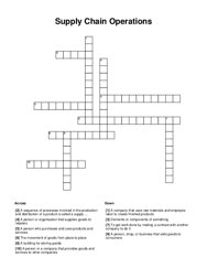 Supply Chain Operations Crossword Puzzle