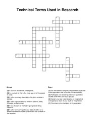 Technical Terms Used in Research Crossword Puzzle
