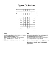 Types Of Snakes Crossword Puzzle