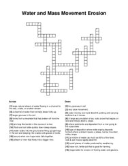 Water and Mass Movement Erosion Crossword Puzzle