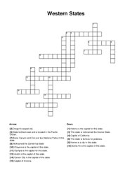 Western States Crossword Puzzle