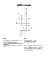 Cattle Language Crossword Puzzle