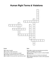 Human Right Terms & Violations Crossword Puzzle