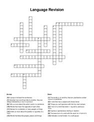 Language Revision Crossword Puzzle