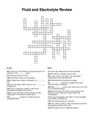 Fluid and Electrolyte Review Word Scramble Puzzle