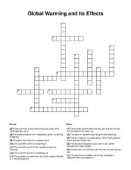 Global Warming and Its Effects Crossword Puzzle