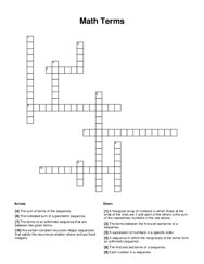Math Terms Word Scramble Puzzle