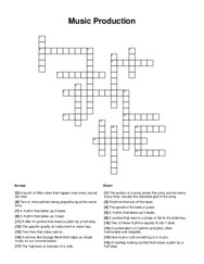Music Production Crossword Puzzle
