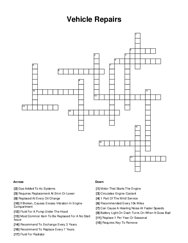 Vehicle Repairs Word Scramble Puzzle