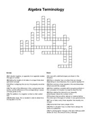 Algebra Terminology Word Scramble Puzzle