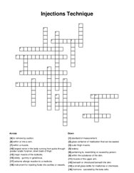 Injections Technique Word Scramble Puzzle
