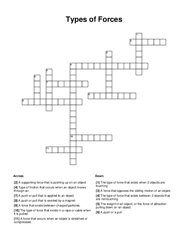 Types of Forces Crossword Puzzle