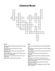 Classical Music Crossword Puzzle