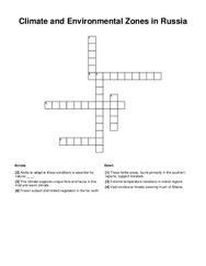 Climate and Environmental Zones in Russia Word Scramble Puzzle
