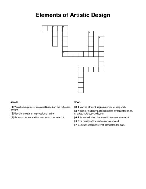 Elements of Artistic Design Crossword Puzzle