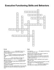 Executive Functioning Skills and Behaviors Crossword Puzzle
