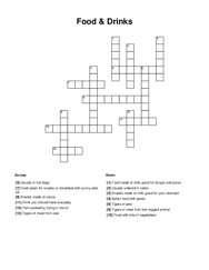 Food & Drinks Crossword Puzzle