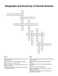 Geography and Economy of Central America Crossword Puzzle