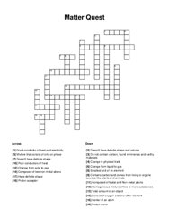 Matter Quest Crossword Puzzle