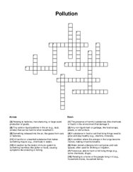 Pollution Crossword Puzzle