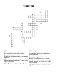 Resources Crossword Puzzle