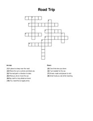 Road Trip Crossword Puzzle