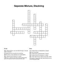 Seperate Mixture, Disolving Crossword Puzzle
