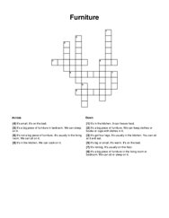 Furniture Crossword Puzzle
