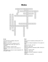 Moles Crossword Puzzle