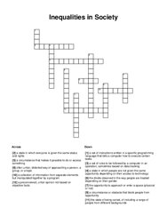 Inequalities in Society Word Scramble Puzzle