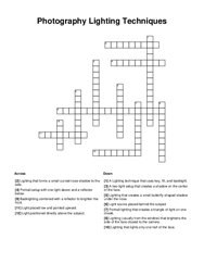 Photography Lighting Techniques Crossword Puzzle