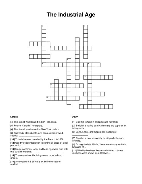 The Industrial Age Crossword Puzzle