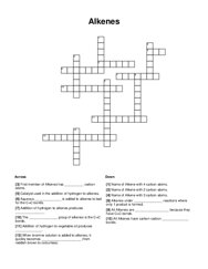 Alkenes Crossword Puzzle