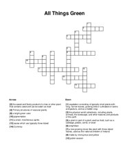 All Things Green Crossword Puzzle